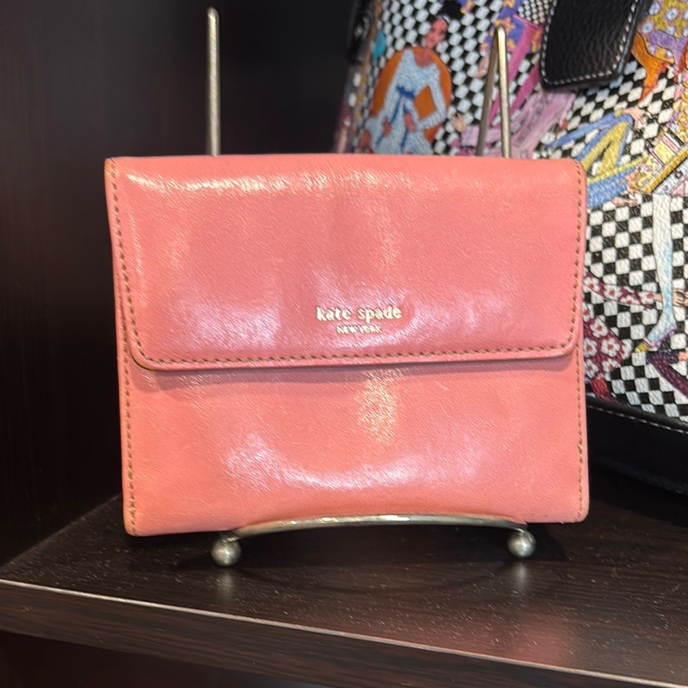Kate Spade Pink Wallet Glossy Finish Statement Accessory